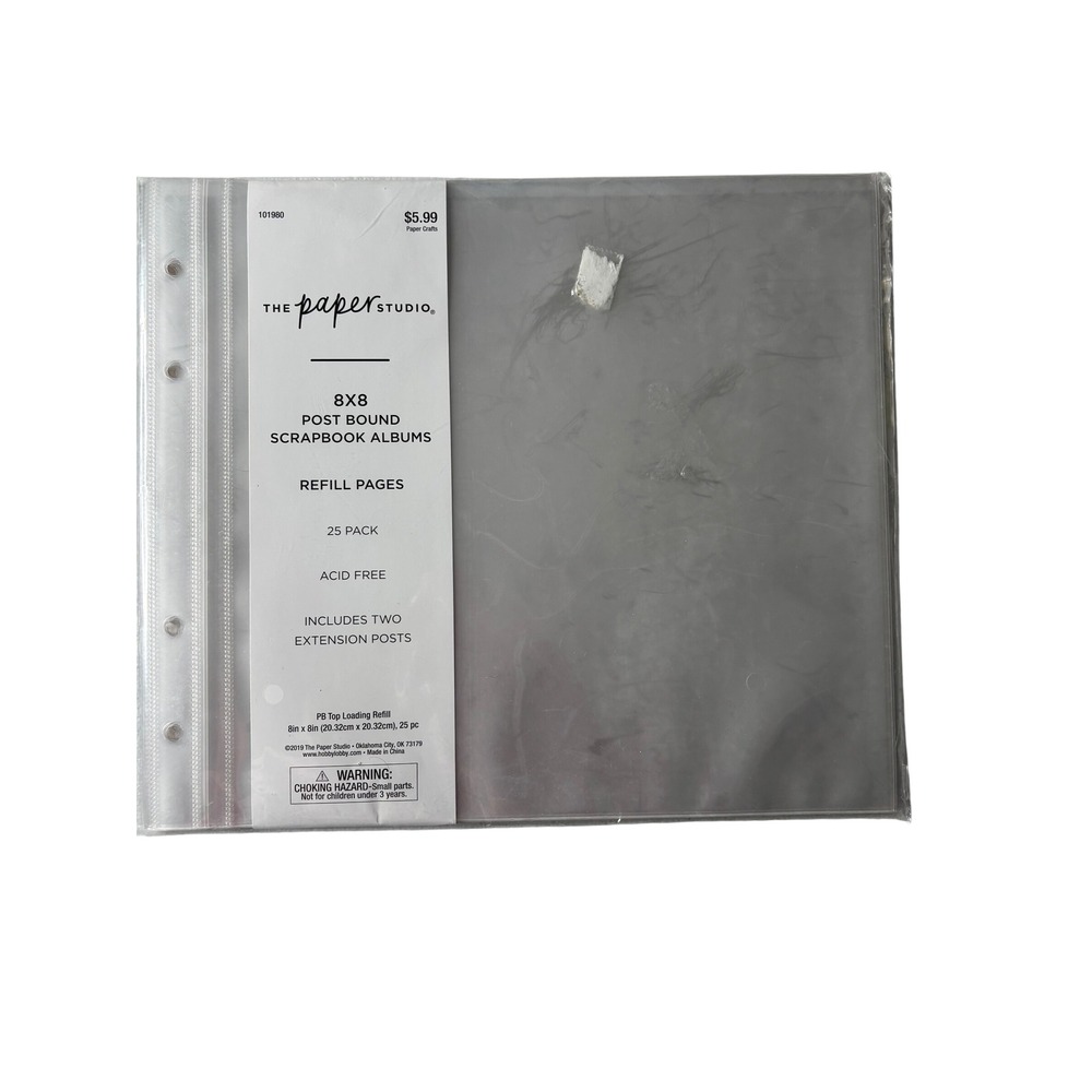 The Paper Studio Scrapbook Refill Pages 8x8 Clear NEW 25 Pack Post Bound 101980